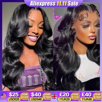 Bebeos-ブラジリアンボディウェーブウィッグ,ナチュラルヘアウィッグ,プレプル,360, 13x6, 13x4, 36in, 250%