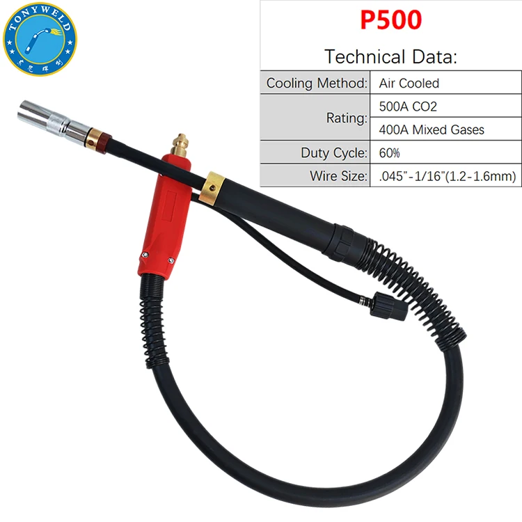 

P500 P500A Air Cooled MIG Welding Torch 500A Straight Auto Gun for Panasonic Welder