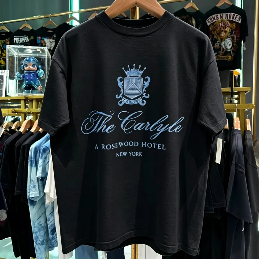 2026 Summer Vintage Oversized T‑Shirt For Adults Kids Retro Crown Shield Emblem Small Chest Art Loose Short Sleeve Street Tee