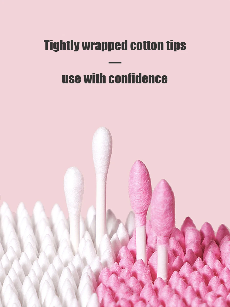 1/2Box Dual-Tip Cotton Swabs Disposable Flexible Q-Tips Round Pointed Ends for Ear Cleaning Makeup Application Home Essentials