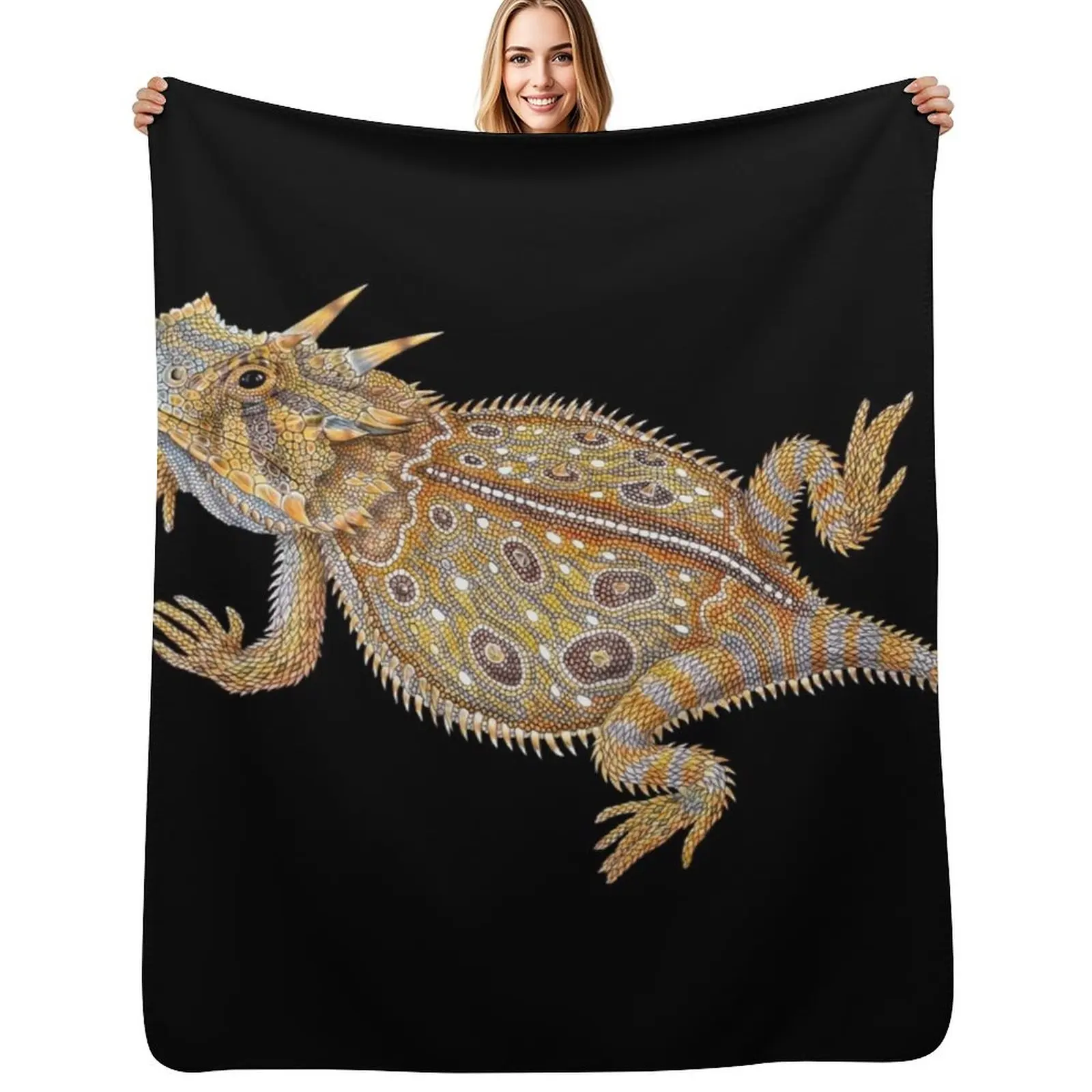 

Horned Lizard Throw Blanket Lightweight Warm Blanket for Travel Camping