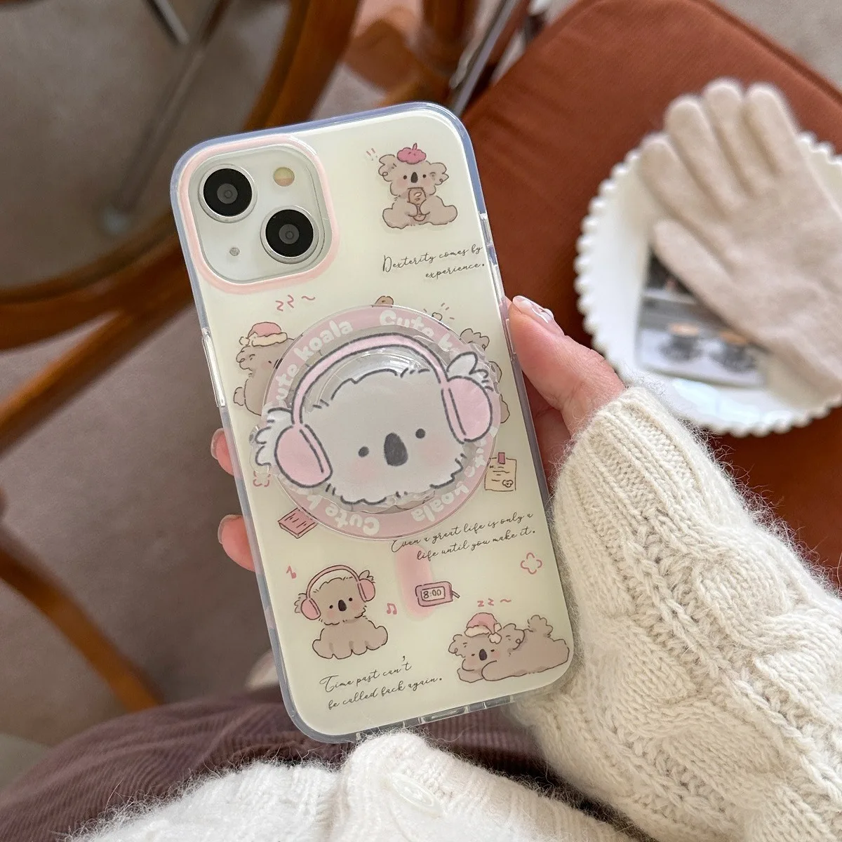 Magnetic Rock Koala Phone Case with Bracket For iPhone 11 12 13 14 15 16 pro max