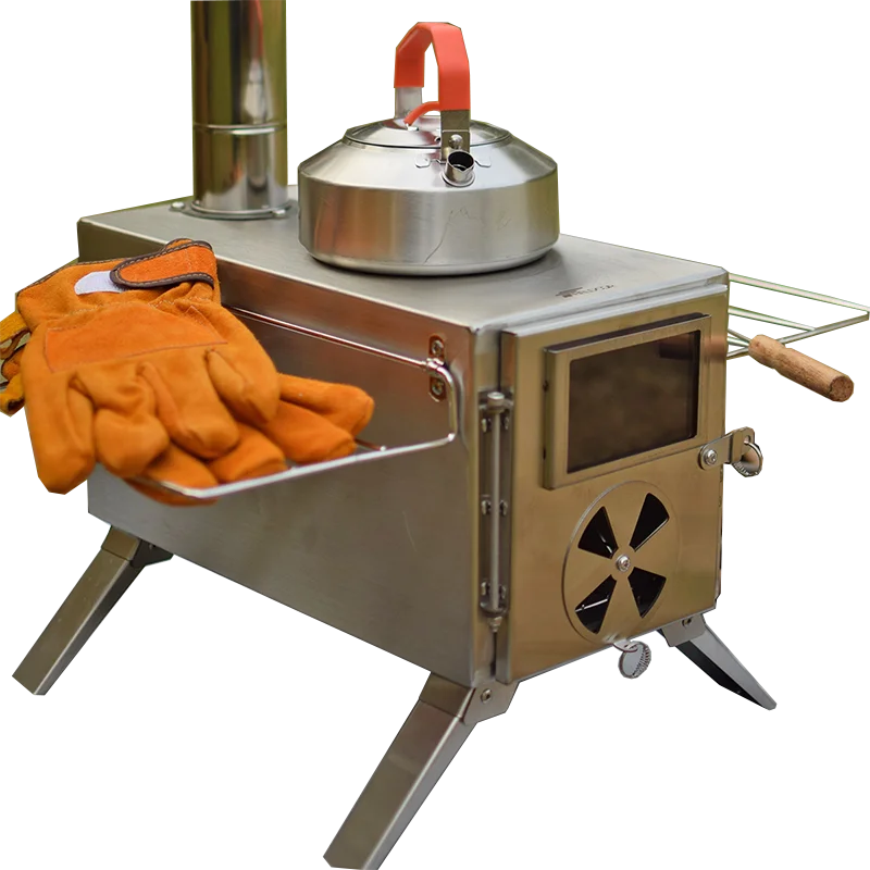 Portable Outdoor 304 Stainless Steel Cooking Grill Heating Tent Wood Stove for Fishing Hiking Cookware for Active Adventures