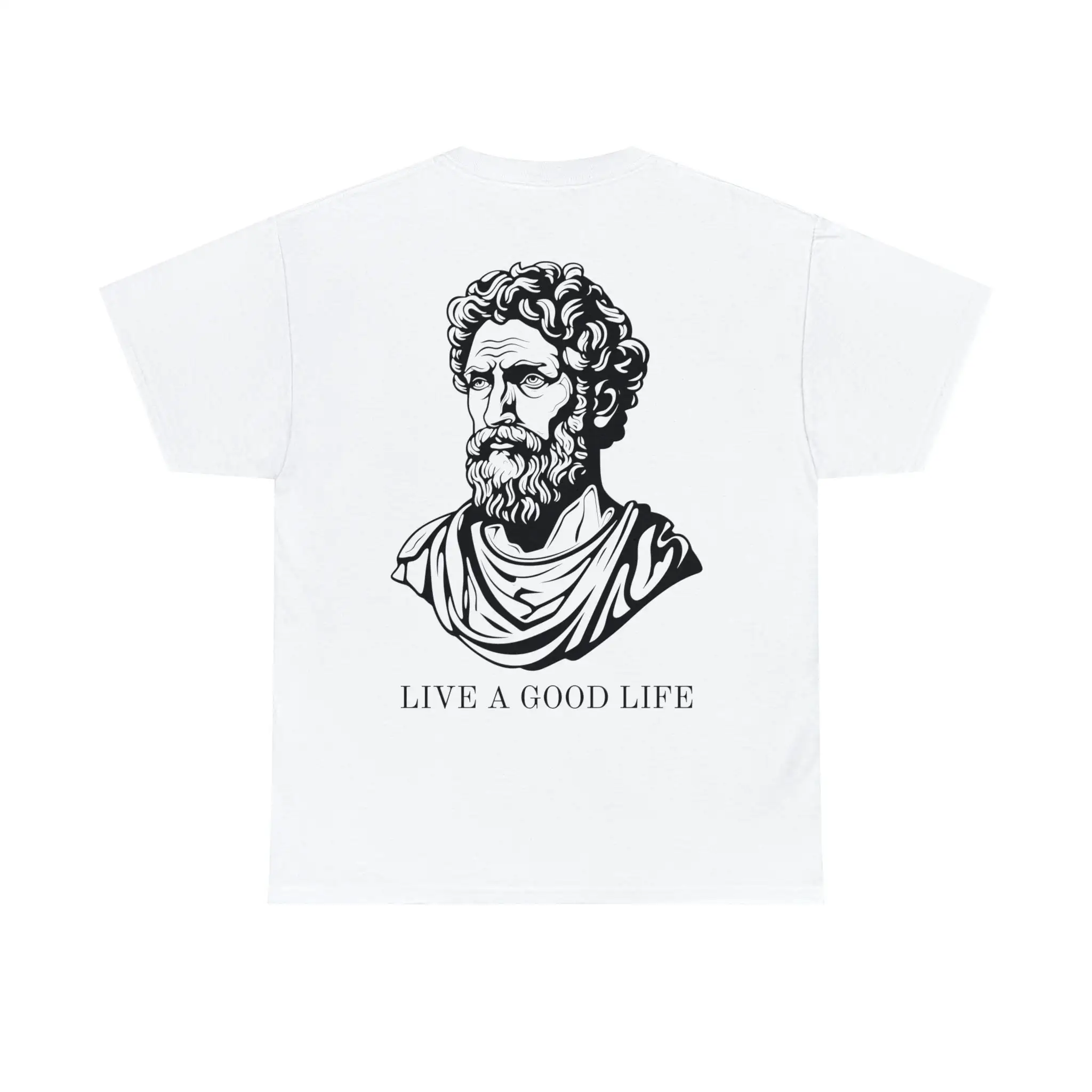 Stoicism T-Shirt, Marcus Aurelius Live A Good Life Unisex Heavy Cotton Tee