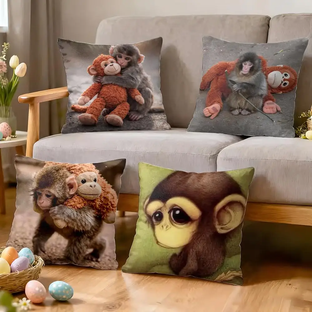 Punch monkey Cushion Cover Soft Short Plush Pillow Cover Smo