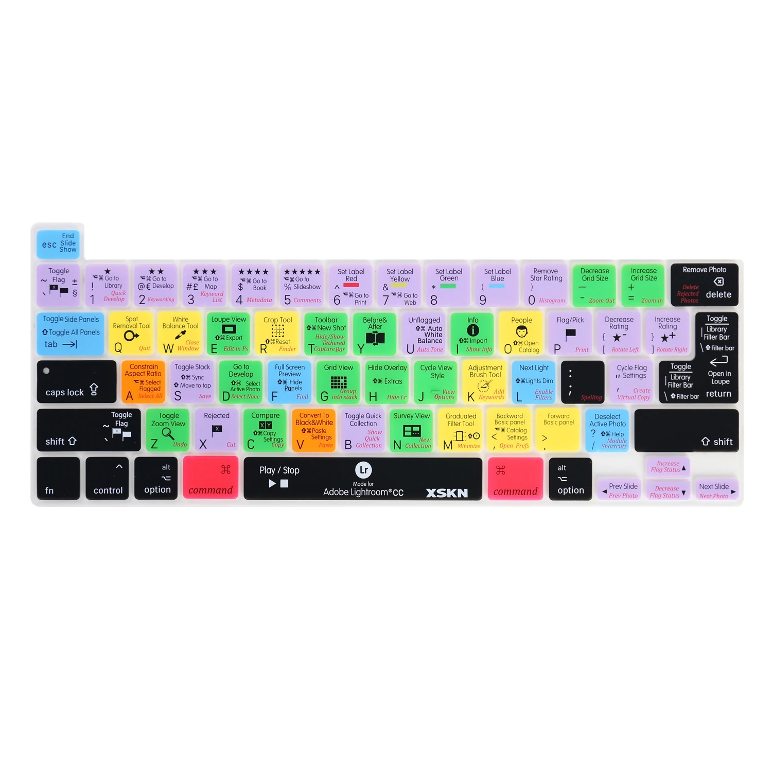 

XSKN Lightroom Shortcut Keyboard Cover Skin for MacBook Pro 13.3 A2338 M2 M1 A2251 A2289/MacBook Pro 16 Inch A2141 Touch Bar ﻿