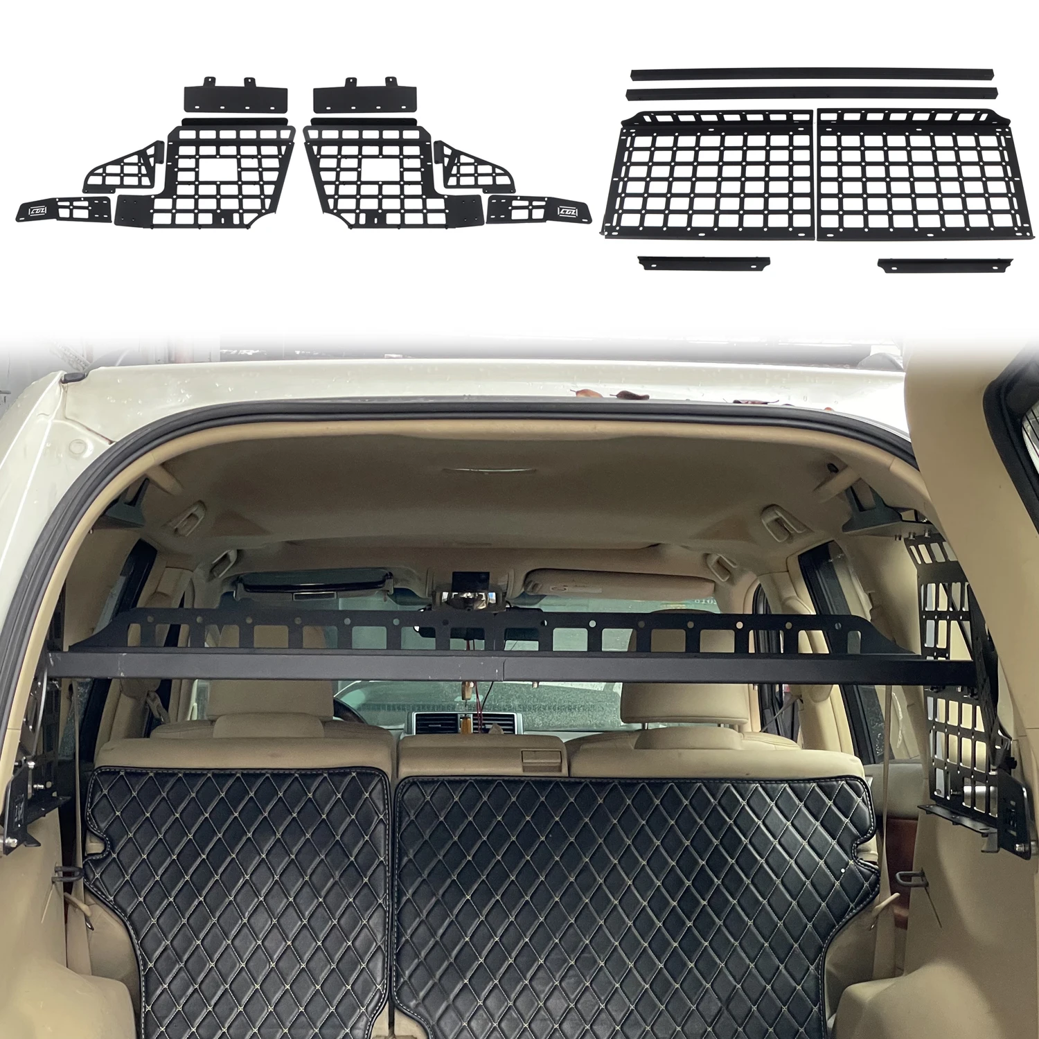 

For Toyota Land Cruiser Prado FJ150 / Lexus GX460 2010-2023 Car Rear Trunk Molle Storage Panel Organizer Car Accessories