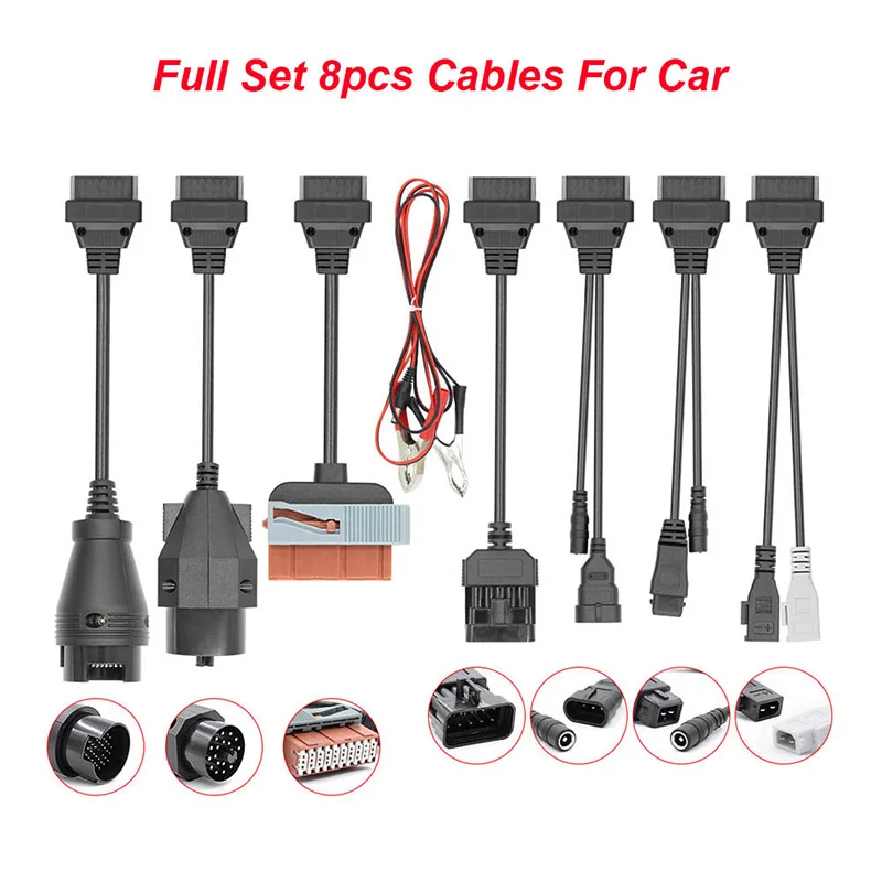 Full Set 8PCS Kit OBDII Diagnostic Tool Car OBD OBD2 A+ Quality Diagnostic Connectors Adapter Cables OBD2 for Car Truck