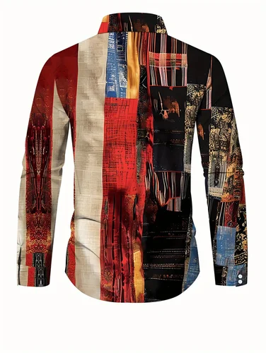 Imagen 2 del producto 2025 camisa casual estampada para hombre con mangas largas transpirables y botones de plomo adecuada para primavera y otoño