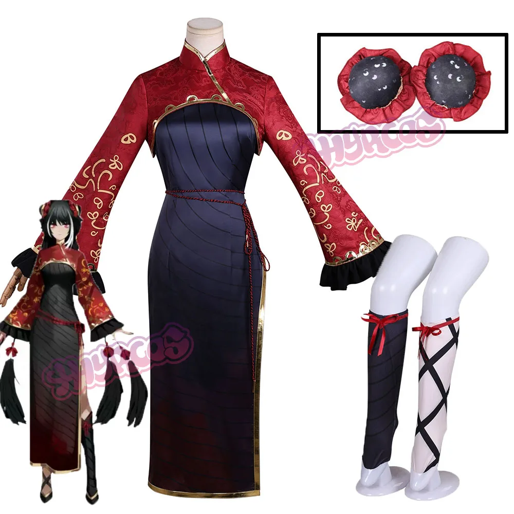 

Limbus Company‌ Jia Xichun Cosplay Costume Socks Headgear Red Cheongsam Suit Halloween Cosplay Carnival Party Women Clothes