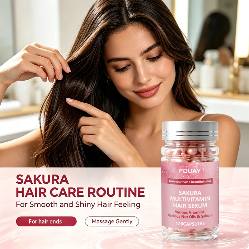 Sakura Multivitamin Hair Serum Capsules - Infused with Vitamins & Nut Oils Moisturizes Smooths Hair Adds Beautiful Shine