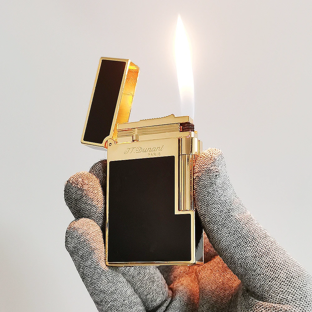 Luxury Dunant Lighters Classical Lacquer Brass Gas Lighter Outdoor Smoker's Gadgets Gift for Cigar Male