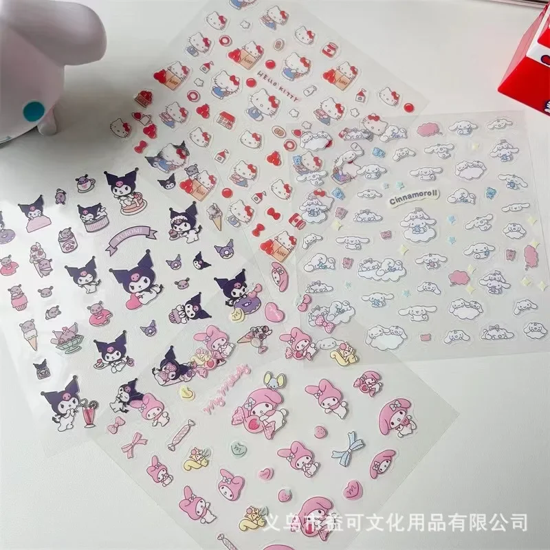 Pegatinas impermeables de Hello Kitty para niños, calcomanías transparentes bonitas de Sanrio Kulome, 4 piezas