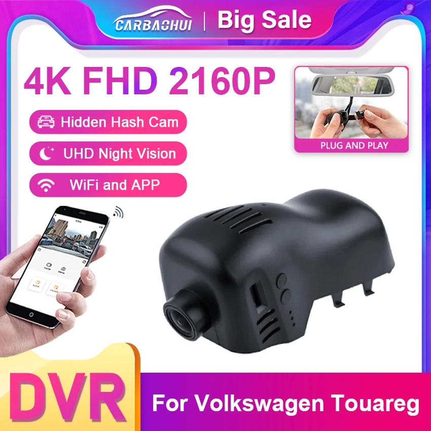 

4K 2160P VW03-C Wifi Dash Cam Car Dvr Camera For Volkswagen VW Tuareg Toureg Touareg FL NF CR 7P R Edition X V6 V8 R50 DashCam