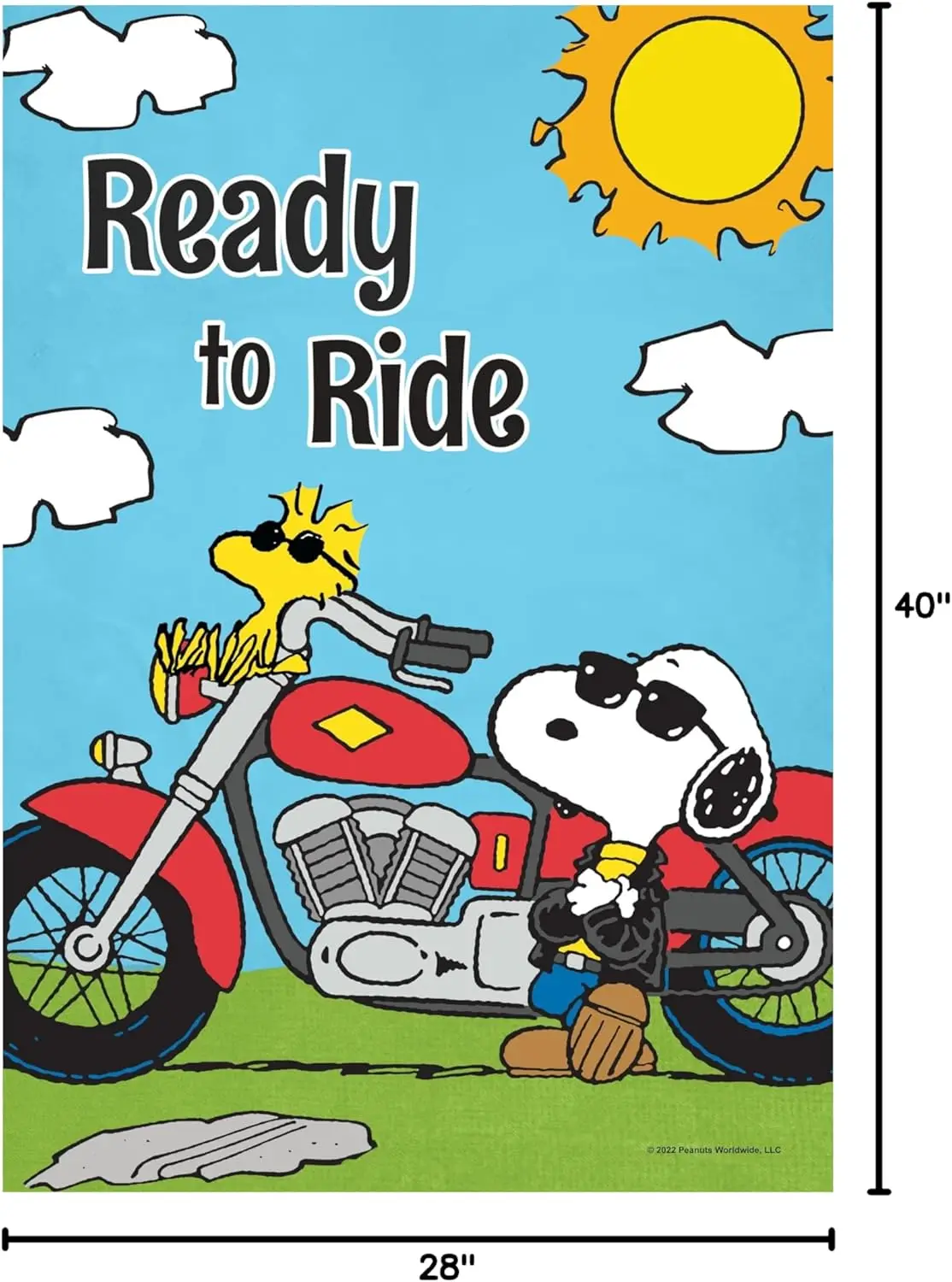 PEANUTS Motorcycle Joe Snoopy Ready to Ride House Flag, 28