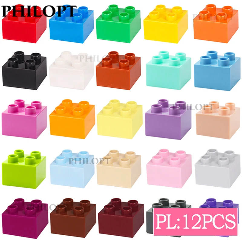 12pcs DIY Large Building Block Brick 2X2 Bricks Big Size  Bricks Toys For Educational Children Kids Gifts