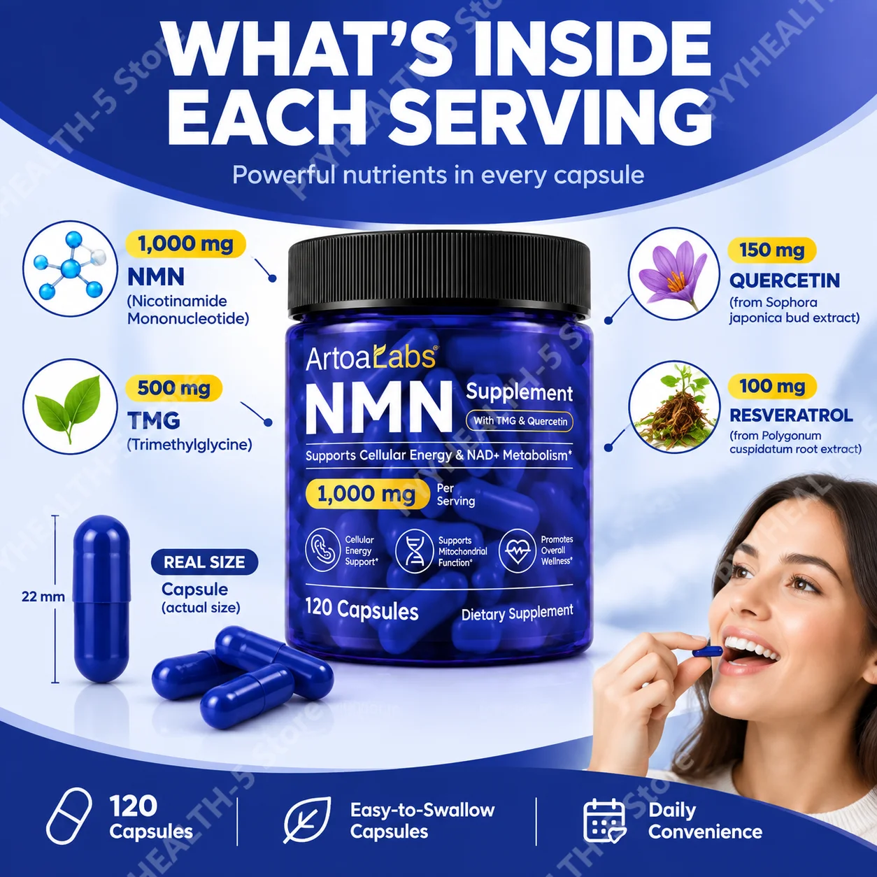 TMG, 퀘르세틴, 레스베라트롤이 함유된 NMN 보충제 - Wellness Quercetin 리뷰 및 가격