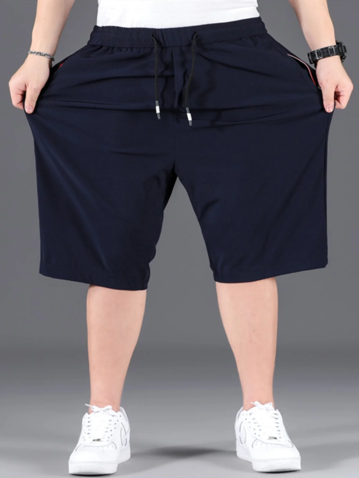 

Мужские летние свободные прямые брюки больших размеров Vgoptn: модные повседневные бриджи до колена для полных мужчин