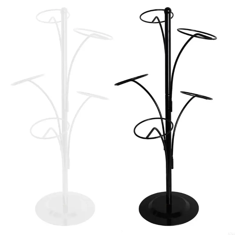 

57QA Metal Hat Display Stand Durable Hat Storage Holder with 5 Round Standing Hooks