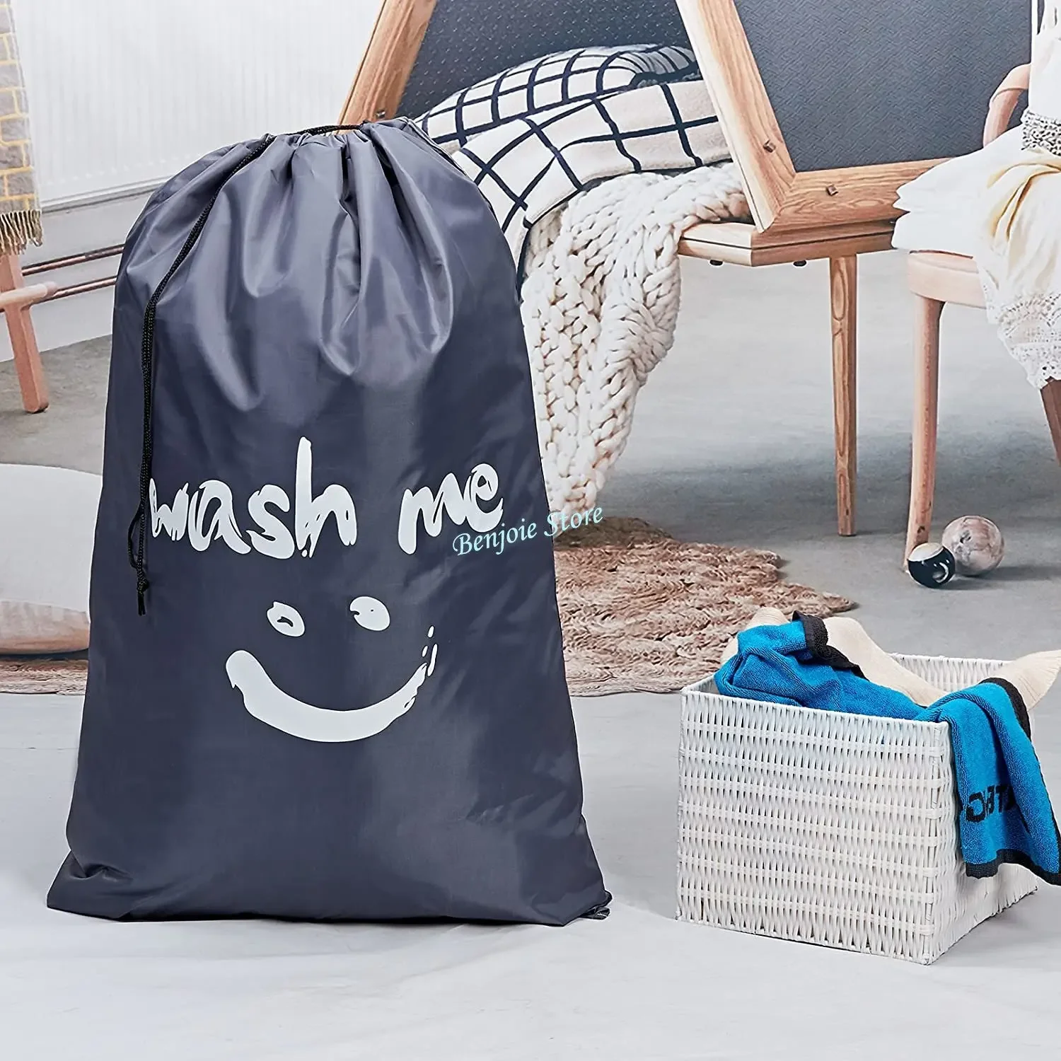 Laundry Bag Machine Washable LaundryBag with Drawstring Travel Large Dirty Clothes Laundry Bag Clothe Storage Organizer