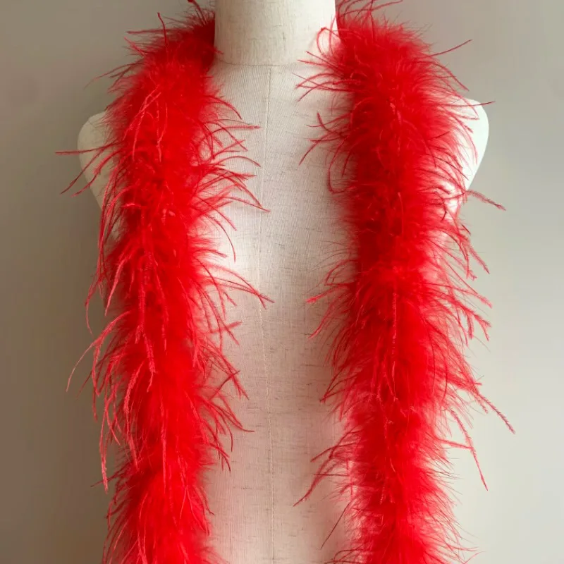 2M 1Ply Black Ostrich Feather Boa 20g Soft Feather Scarf for Dance Dress Costume Wedding Party DIY Craft Decoration