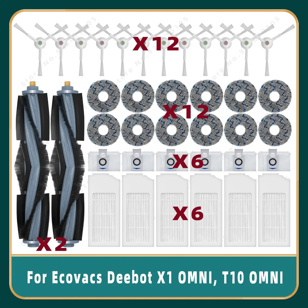 Fit For Ecovacs Debot X1 OMNI, T10 OMNI, X1 TURBO, T10 TURBO, DBX53 Accessories Parts Main Side Brush Filter Mop Dust Bag Dusbox