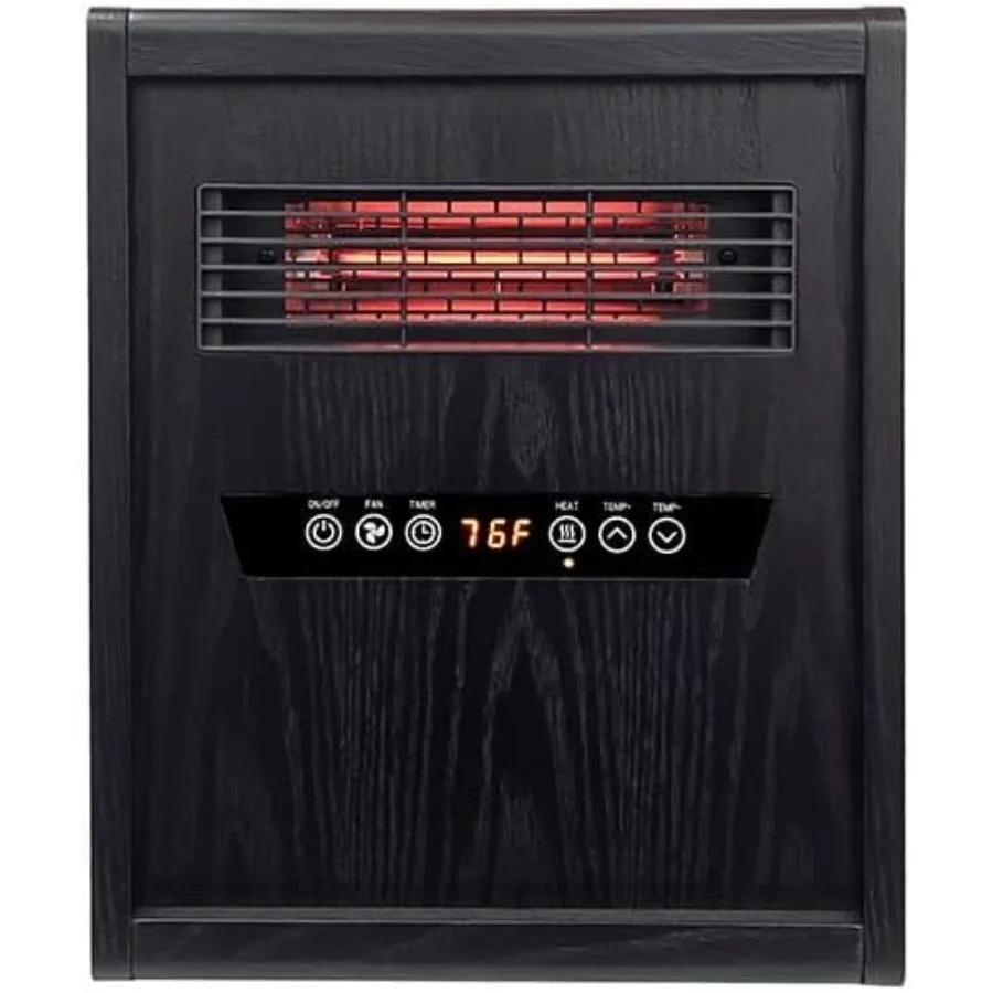 Portable Rolling Infrared Space Heater with LED Touchscreen and Remote Control 12h Timer 1500W Quick Heating for Indoor Use Bla