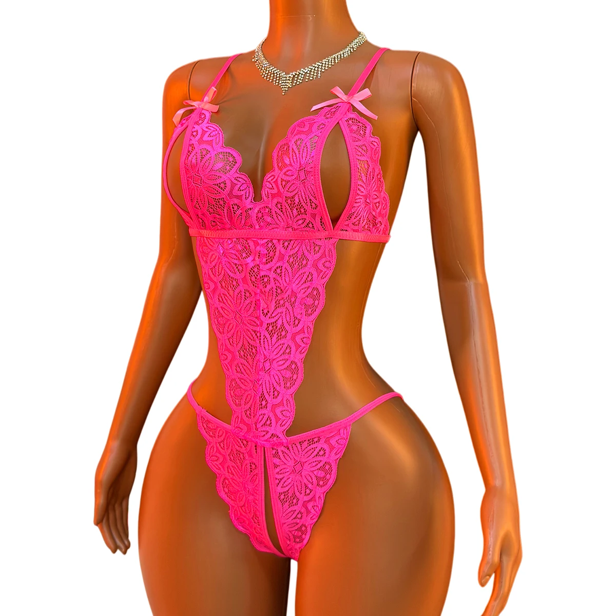 

Pink Sexy Lingerie Underwear Women Sheer Lace Open Bra Crotchless Set Erotic Leaking Chest Costumes Babydoll Nightdress 2025