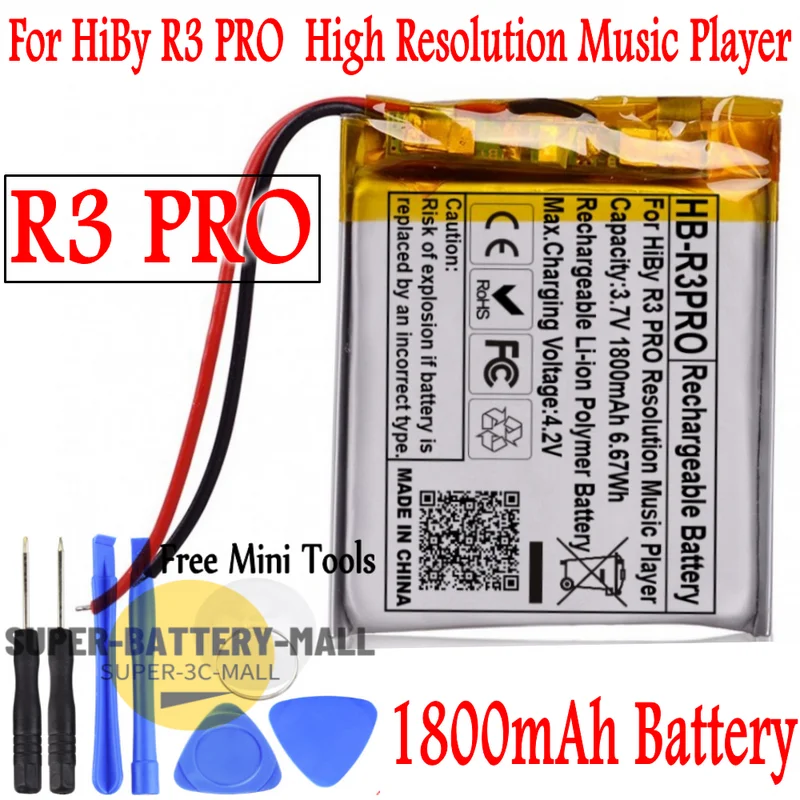 

1800mAh Battery Replace For HiBy R3 PRO Resolution Music Player / Audio Player