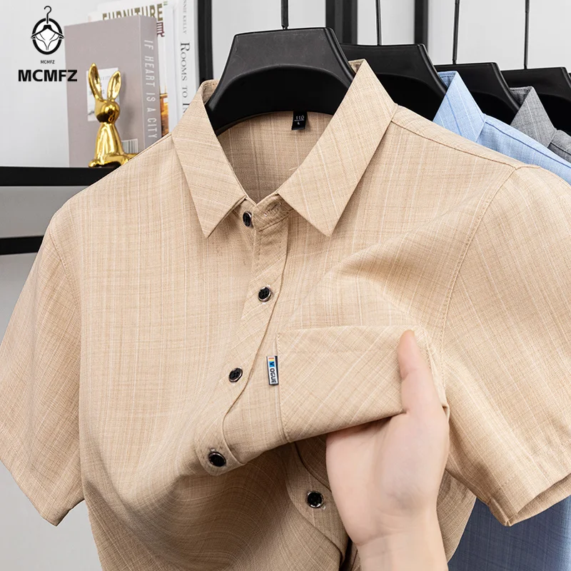 Men Summer Short Sleeve Shirt Breathable Anti Wrinkle Soft Fabric Casual Business Daily Office Commute Work Blouse