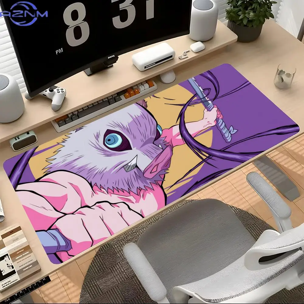Demon Slayer Inosuke Gaming Mouse Pad Mousepad Laptop Office Deskmat Large Black Gamer Non-slip Keyboard Rubber Mause Pad