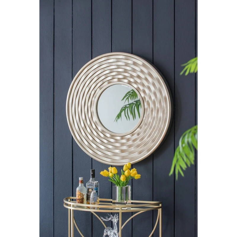 مرآة مستديرة D31.3x2، مرآة مثبتة على الحائط لديكور المنزل لغرفة المعيشة في الحمام