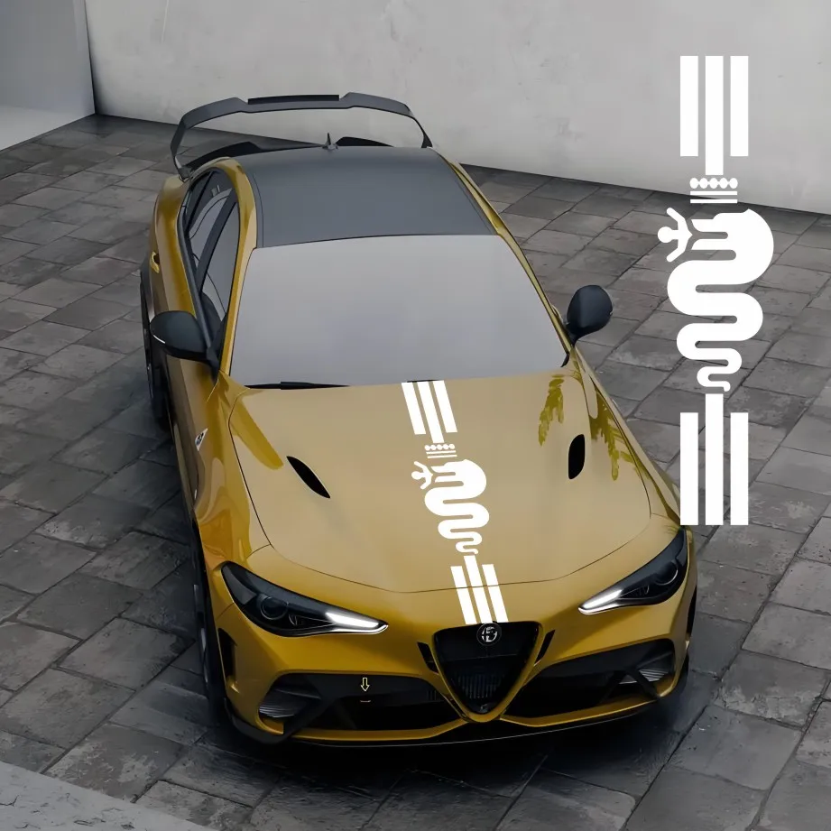 Hood Cover Car Stickers For Alfa Romeo 159 Giulietta Giulia 147 156 Mito Stelvio GT Sportiva Vinyl Decals Auto Accessories #4
