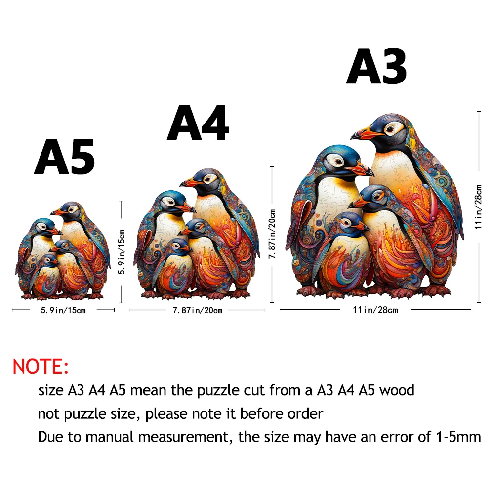 Pinguino Puzzle in legno Decorazione della casa Pittura Attrice Eelief Roy Regalo di festa