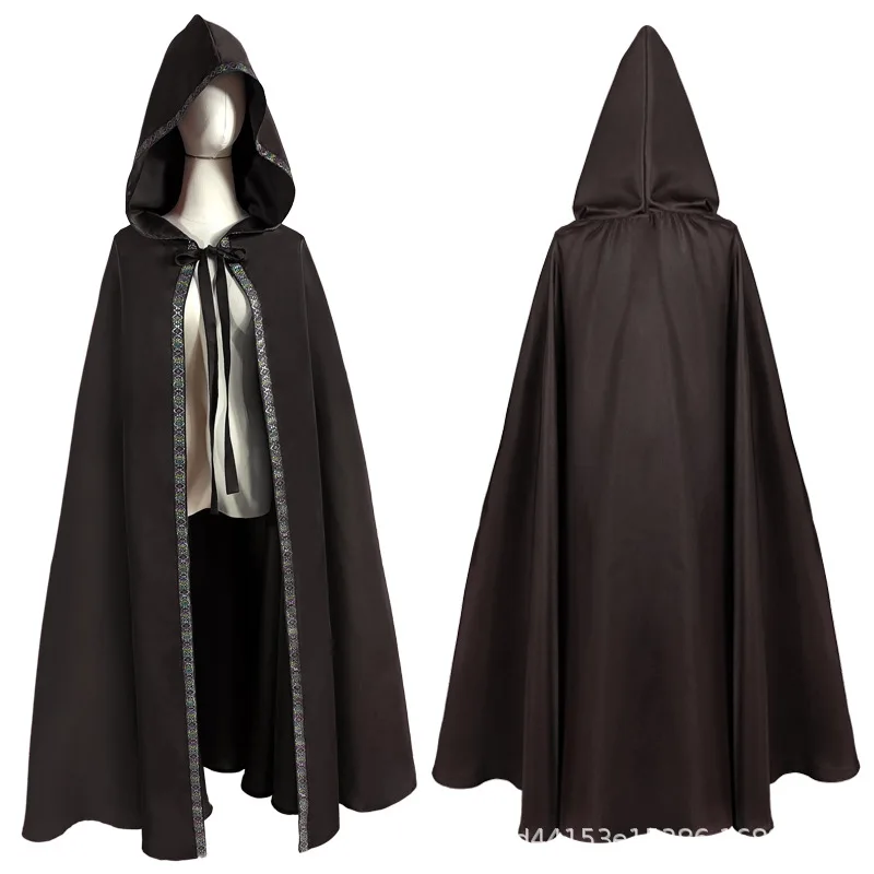 Manteau Everak à Capuche Gothique Vintage pour Homme et Femme, Cape de Magicien, Robe Viking, Vampire d'Halloween, Costume de Cosplay de ix, Médiéval