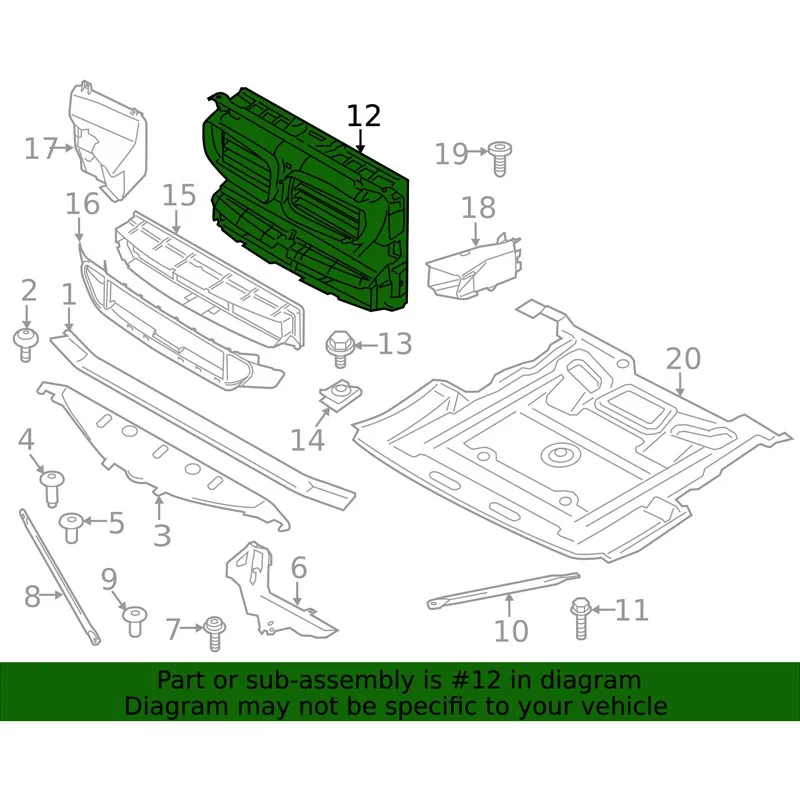 For BMW F07 5 series 535i 550i GT xDrive 2010 2011 2012 2013-2017 Front Upper Radiator Grille Air Duct Shutter Without Motor