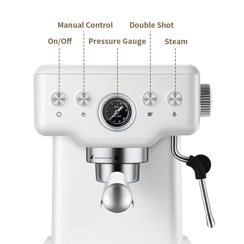 Petrus Coffee Maker Espresso Coffee Machine Cappuccino Machine With Milk Foaming Steam Wand Manual Automatic Control ULKA Pump