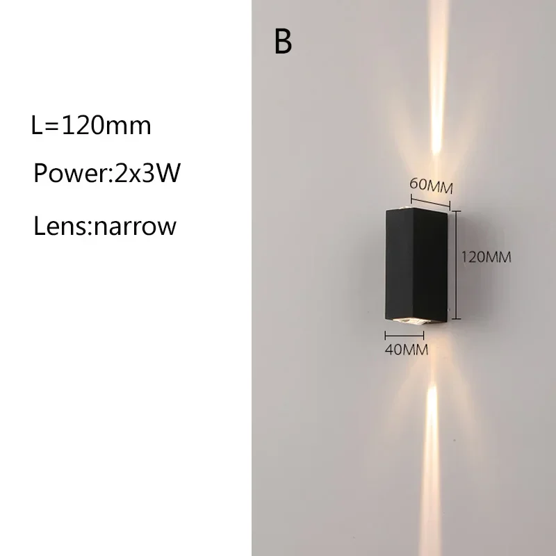 Outdoor Waterproof Wall Lamp Modern LED Lamp Aluminum Up Lower Light Wall Lamps Waterproof IP65 110V 220V Fixtures