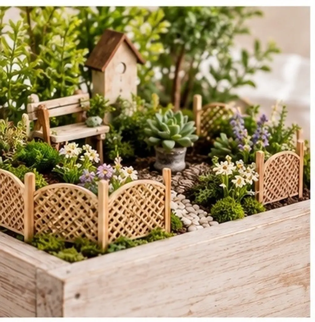 8Pcs Mini Wooden Fence Retro Decorative Miniature Garden Fence for Micro Landscape DIY Craft Flower Pot Adornments