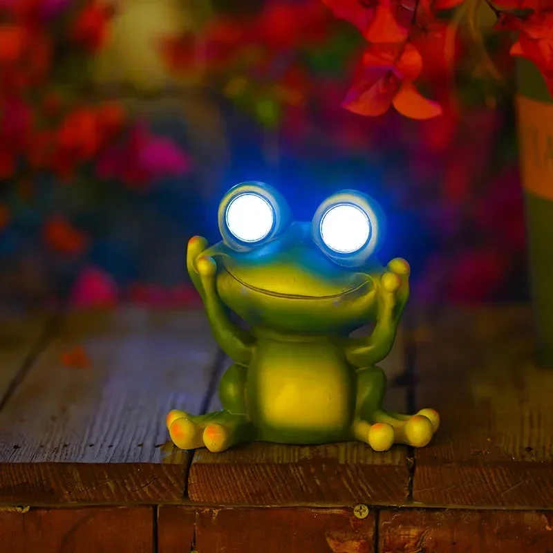 Resin Frog Statues Solar Light Landscape Yard Path Lawn Outdoor Courtyard No Say Look Figurines Garden Objects Decor