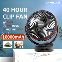 OPOLAR 8inch 10000mAh Rechargeable Clip Fan Desktop Mini Air Cooler with Timing Removable Fan Guard