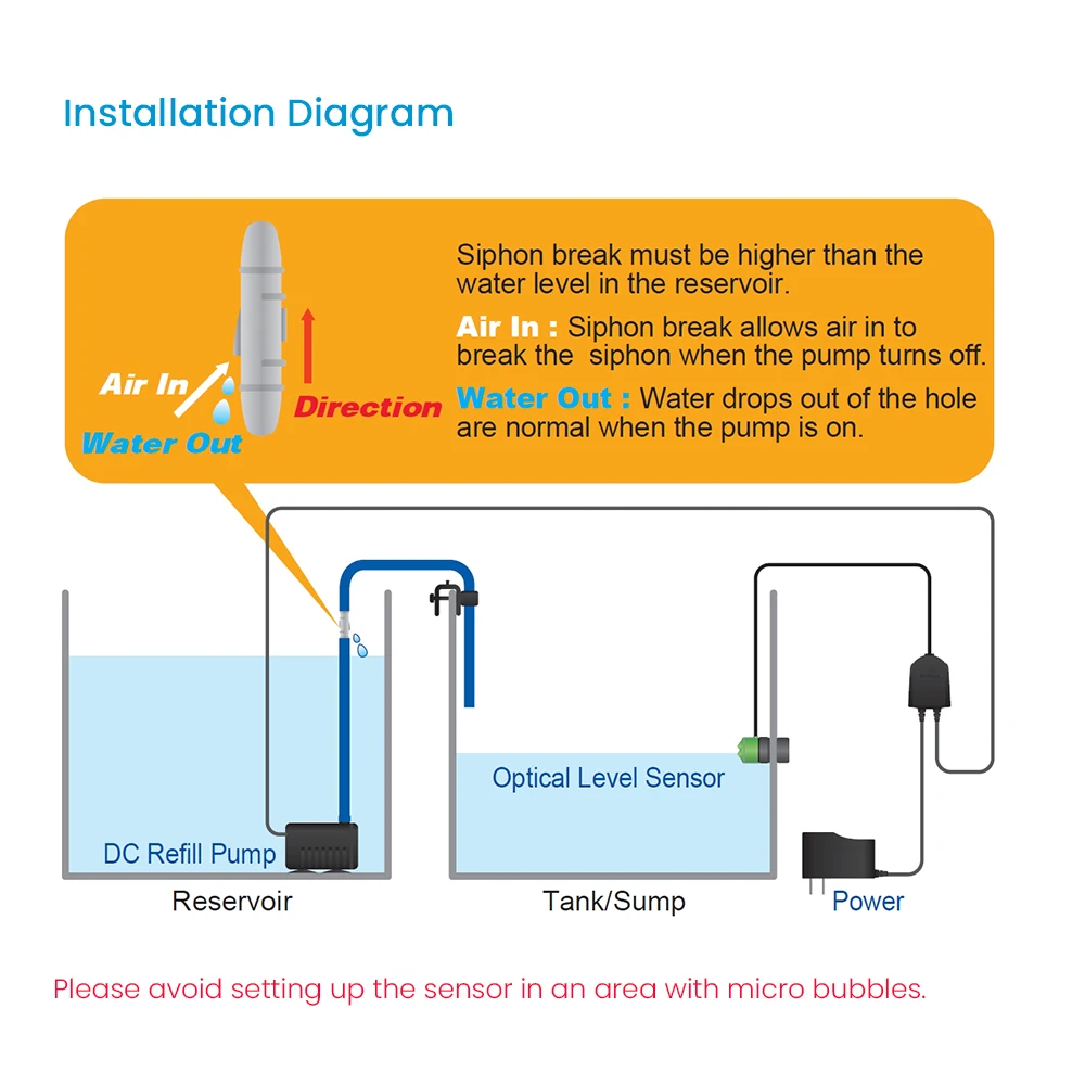 AUTOAQUA Smart ATO Lite 110V-220V Aquarium Auto Top Off System Water Filler Refiller Level Controller with Pump