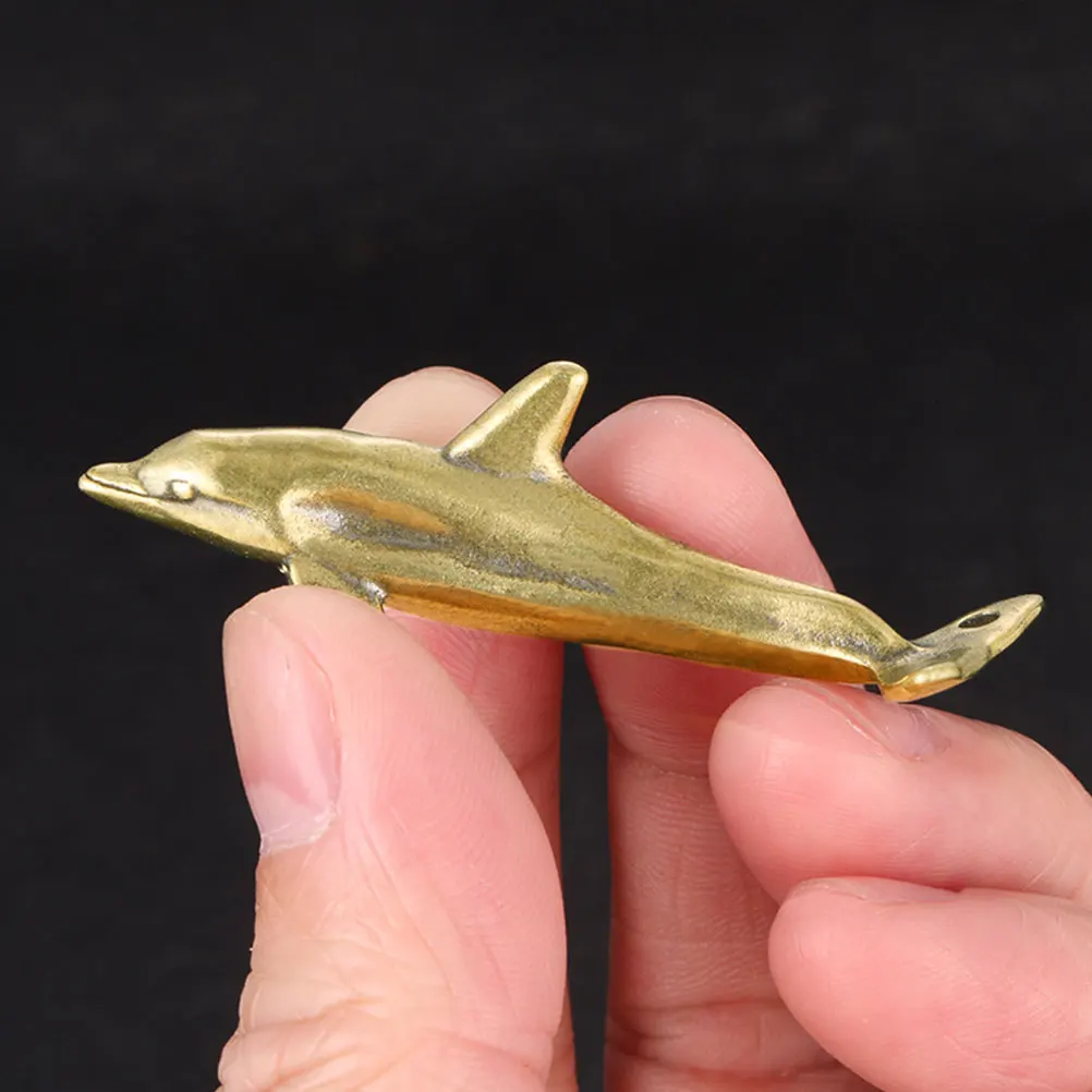 

Copper Dolphin Keychain Charm Vintage Home Decor Retro DIY Pendant Accessories for Jewelry Making Small Statue