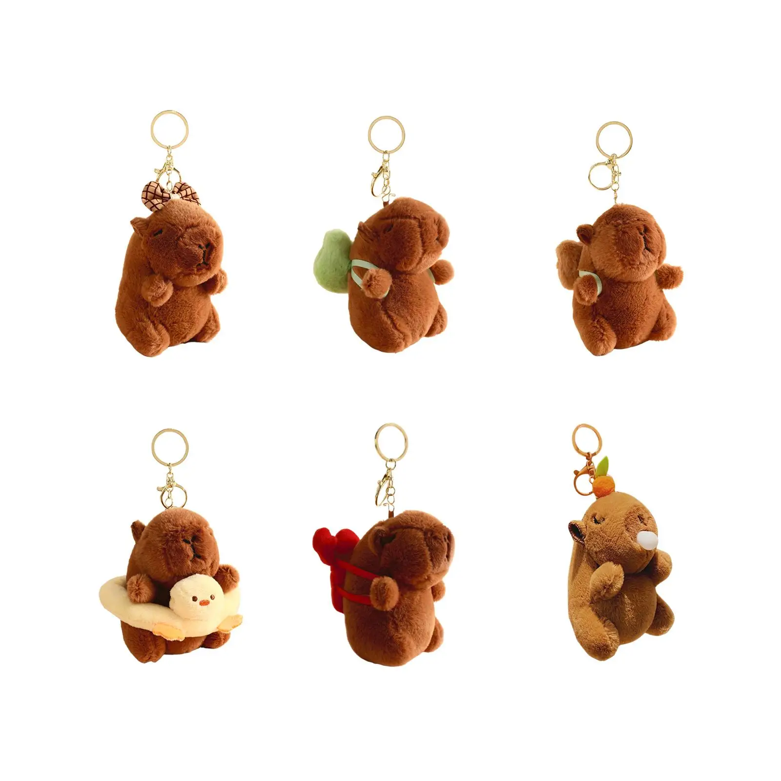 Capybara Plush Keychain Toy Funny Portable Backpack Doll Pendant Capybara Pendant for Children Boys Girls Adults Creative Gifts