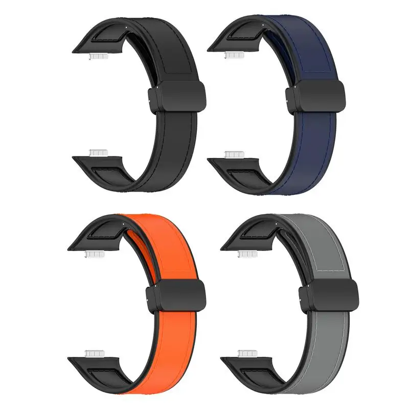 Magnetic Silicone Watch Bands Folding Buckle Sport Watch Bands Magnetic Folding Buckle Quick Release Watchbands Strap