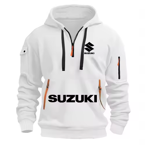 Suzuki new 2025 autumn and winter men's sweatshirt hoodie outdoor street sports casual brand print hoodie half zip sweatshirt - Image 4