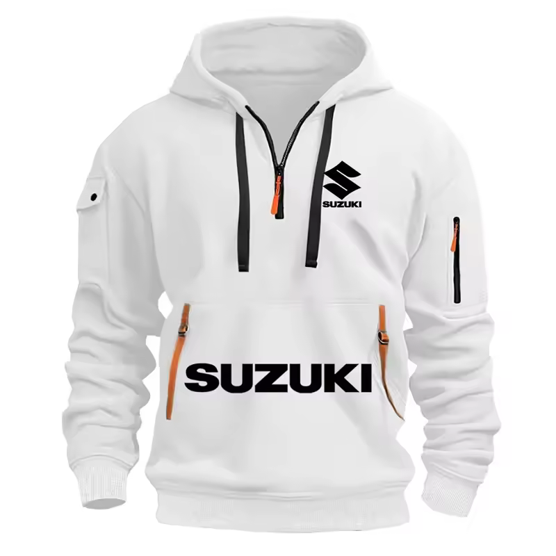 Suzuki new 2025 autumn and winter men's sweatshirt hoodie outdoor street sports casual brand print hoodie half zip sweatshirt - Image 4