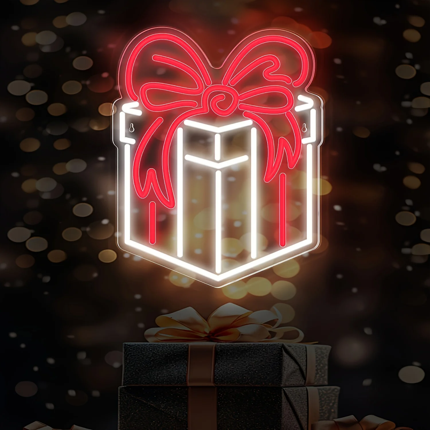 هدية صندوق LED ضوء النيون تسجيل عيد الميلاد نيو تسجيل عكس الضوء للحزب بار غرفة نوم مطعم متجر جدار جبل ديكور USB بالطاقة #5