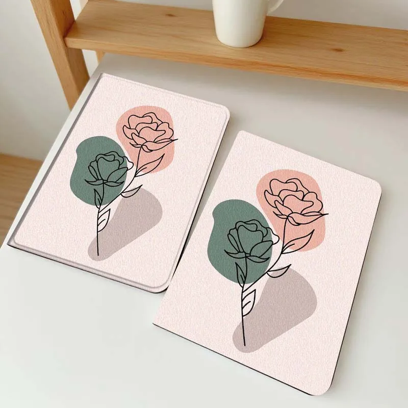 

Pink Line Art Flower Case For Vivo IQOO Pad2 Pad3 Pad5 Air SE Pro 12.1 12.3 13 11.5 11 inch Tablet