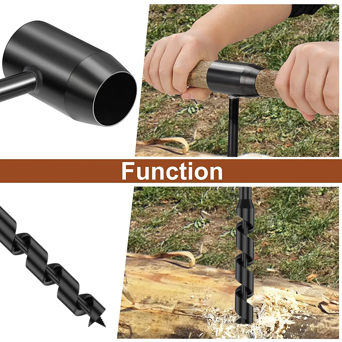 

Bushcraft Outdoor Survival Hand Drill Carbon Steel Manual Auger Drill Manual Survival Drill Bit Self-Tapping Wood Punch Tool